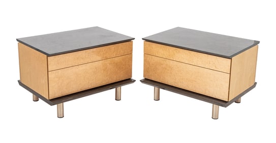 Saporiti Birdseye Maple Nightstands, Pair
