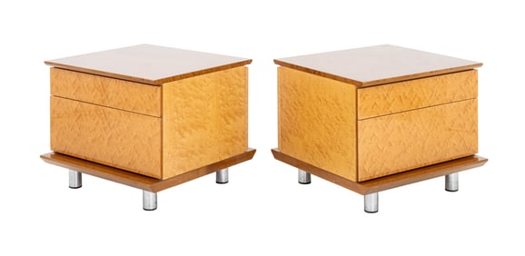 Giorgio Saporiti Bird's Eye Maple Nightstands, Pr.