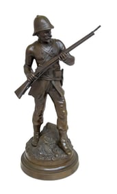 French Soldier Patinated Bronze Sculpture
