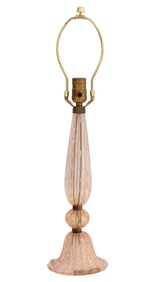 Barovier & Toso Attr Gold-Flecked Pink Glass Lamp