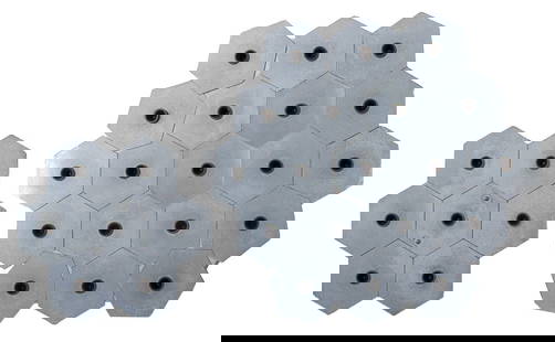 Gaetano Sciolari Style Flush Mounts, 2: Two Gaetano Sciolari Style Flush Mount Ceiling Fixtures, with chrome metal hexagonal motifs. Larger: 1.75" H x 23" W x 23" D. Provenance: From a New York City Collection. Keywords: Lighting, Lamp, Ita