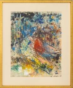 Illegibly Signed "Pfauvogel" Mixed Media, 1962