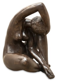 Jean Laniau Seated Nude Woman Patinated Bronze