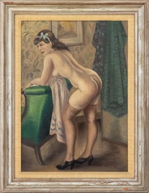 Emil Ganso Standing Nude Woman Oil on Canvas