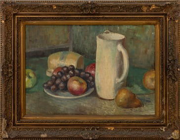 Mark Farmer Still Life of Jug & Fruit Oil, 1959