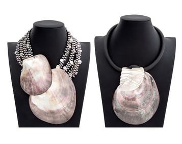 Siman Tu, Etc. Mother-of-Pearl Necklaces, 2