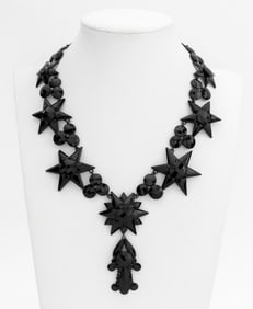 Modern Faceted Black Metal Star Motif Necklace