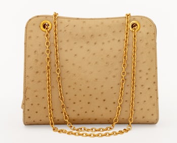 Fendi Tan Ostrich Leather Handbag