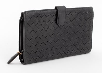 Bottega Venetta Black Woven Leather Wallet