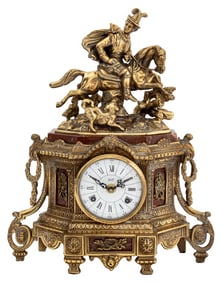 Italian Gilt Metal & Marble Mantel Clock