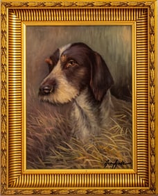 Arling Gade German Wirehaired Pointer Portrait Oil