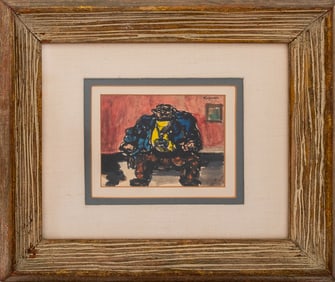 Benjamin Kopman Seated Man Watercolor on Paper