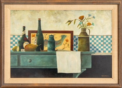 Rosaleen Davey Still Life Scene Oil on Masonite