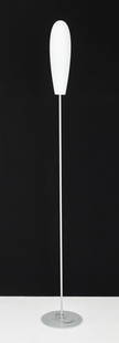 Itre Firme di Vetro Murano Glass Floor Lamp: Itre Firme di Vetro Murano Glass Floor Lamp, with "Made in Italy" label to frosted white glass shade. 78.5" H x 11" Diameter. Provenance: From a Vintage Collection of Italian Designer Furniture Sample