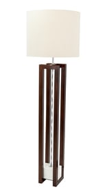 Contemporary Walnut & White Marble Floor Lamp