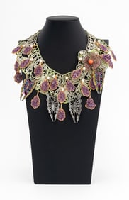 Vilaiwan Amethyst & Rhinestone Butterfly Necklace