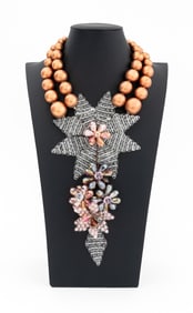 Vilaiwan Silver-Tone Rhinestone Floral Necklace