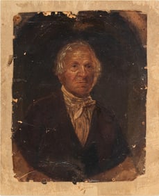 American School Elderly Gentleman Oil on Paper