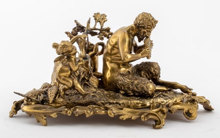 French Figural Group Gilt Bronze Sculpture