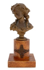 Eugene-Antoine Aizelin Bacchante Bust Bronze