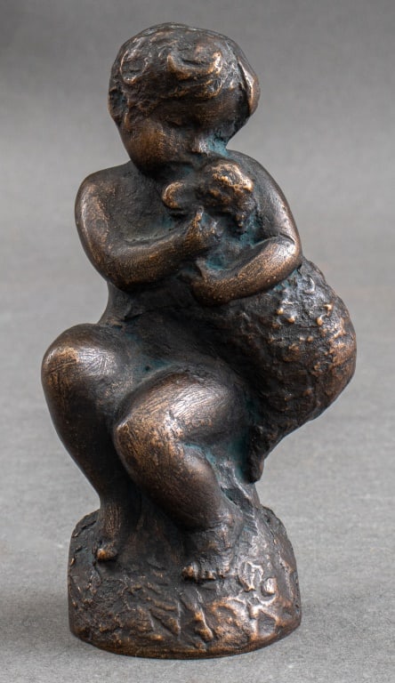 K.U. Child and Lamb Bronze Sculpture, 1988 (1 of 11)