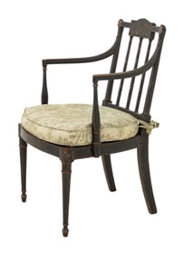 Regency Black Painted Open Armchair