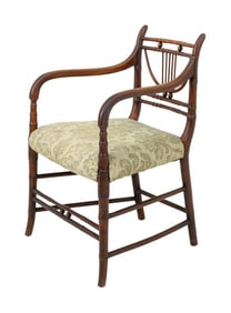 Regency Style Faux Bamboo Open Armchair