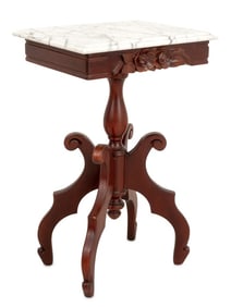 Victorian Style Marble Top Walnut Parlor Table