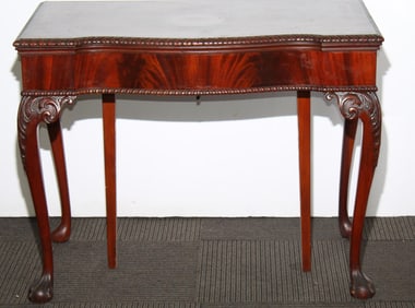 Chippendale Style Flame Mahogany Flip Top Table