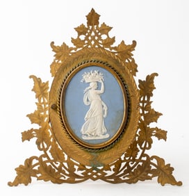 Victorian Wedgwood Mounted Gilt Metal Triple Frame