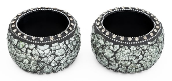 Contemporary Rhinestone Ebonized Wood Cuffs, 2