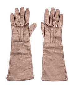 Prada Metallic Silver Long Leather Gloves, Pair