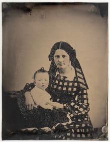 Whole Plate Tintype of Mother and Child, 19th C.