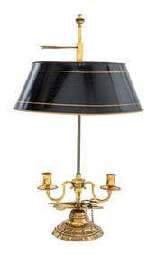 Tole Peinte Gilt Brass Bouillotte Lamp