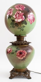 "Gone with the Wind" Painted Double Globe Lamp