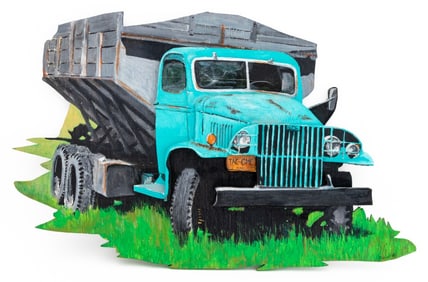 Cliff Nystedt "TAC Truck..." Wood Relief Sculpture