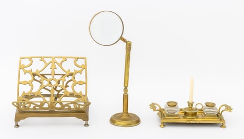 Art Nouveau Brass Desk Accessories, 3