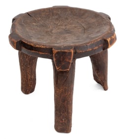 African Carved Wood Tripod Stool