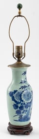 Chinese Blue & White Porcelain Vase Mounted Lamp