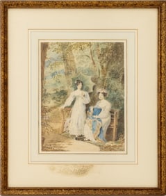 Edward Hastings "Ms. Baker & Miss Emma" Watercolor