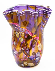 Paul Allen Counts Art Glass Handkerchief Vase