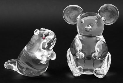 Steuben, Etc. Crystal Animal Figurines, 2