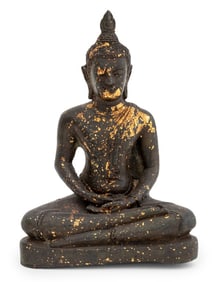 Thai Patinated Bronze Seated Buddha Sculpture