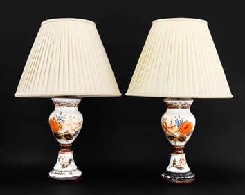 Bristol Porcelain Vases Mounted as Lamps, Pair