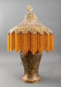 Syrian Pierced Brass Table Lamp, ca. 1920