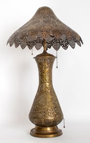 Moroccan Reticulated Brass Table Lamp