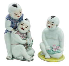 Chinese Famille Rose Children Sculptures, 2