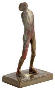 John Tuomisto-Bell Standing Figure Bronze, 2001: John Tuomisto-Bell (American, XX-XXI) Standing Figure Bronze Sculpture, 2001, signed, dated, and numbered edition "2/12" to underside. 5" H x 2.5" W x 1.75" D. Provenance: From a West 12th Street Esta
