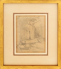 Continental School Farm Scene with Geese Pencil