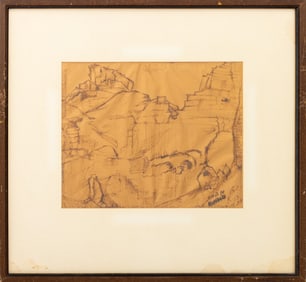 Daniel Levy "Ramon Crater" Ink on Paper, 1957